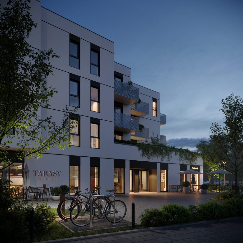 Wizualizacja budynku C w inwestycji Tarasy Rokietnicy.